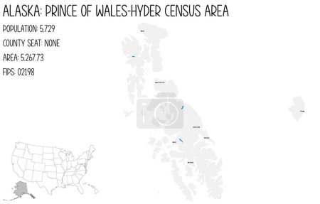Illustration for Large and detailed map of Prince of Wales-Hyder Census Area in Alaska, USA. - Royalty Free Image