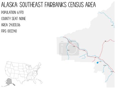 Illustration pour Carte grande et détaillée de la région de recensement de Southeast Fairbanks en Alaska, États-Unis
. - image libre de droit