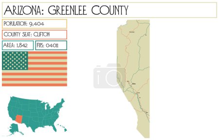 Téléchargez les illustrations : Grande carte détaillée de Greenlee comté en Arizona, États-Unis d'Amérique
. - en licence libre de droit