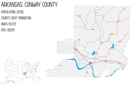 Téléchargez les illustrations : Grande carte détaillée de Conway comté en Arkansas, États-Unis d'Amérique
. - en licence libre de droit