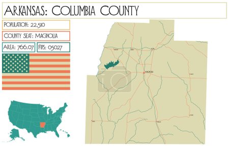 Téléchargez les illustrations : Grande carte détaillée de Columbia comté en Arkansas, États-Unis d'Amérique
. - en licence libre de droit