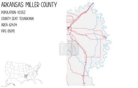 Téléchargez les illustrations : Grande et détaillée carte du comté de Miller en Arkansas, États-Unis
. - en licence libre de droit