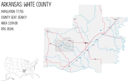 Téléchargez les illustrations : Grande carte détaillée de Comté de White en Arkansas, États-Unis
. - en licence libre de droit