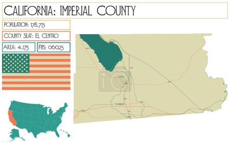 Téléchargez les illustrations : Grande carte détaillée de Comté impérial en Californie, États-Unis d'Amérique
. - en licence libre de droit