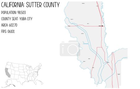 Téléchargez les illustrations : Grande carte détaillée de Comté de Sutter en Californie, États-Unis d'Amérique
. - en licence libre de droit