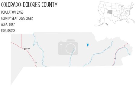 Téléchargez les illustrations : Grande et détaillée carte du comté de Dolores au Colorado, États-Unis d'Amérique
. - en licence libre de droit