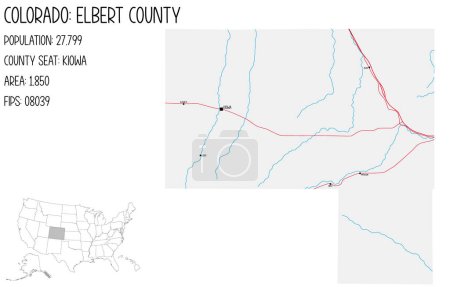 Illustration for Large and detailed map of Elbert County in Colorado, USA. - Royalty Free Image