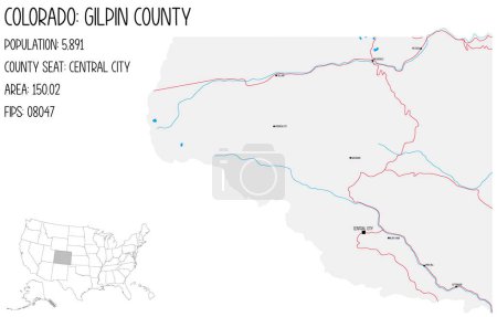 Téléchargez les illustrations : Grande et détaillée carte du comté de Gilpin au Colorado, États-Unis d'Amérique
. - en licence libre de droit