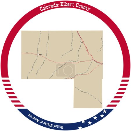 Illustration for Map of Elbert County in Colorado, USA arranged in a circle. - Royalty Free Image