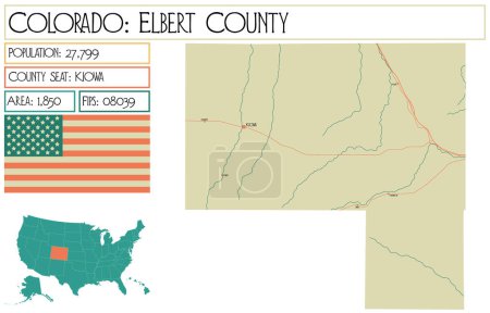 Illustration for Large and detailed map of Elbert County in Colorado USA. - Royalty Free Image