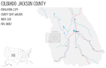 Illustration for Large and detailed map of Jackson County in Colorado, USA. - Royalty Free Image