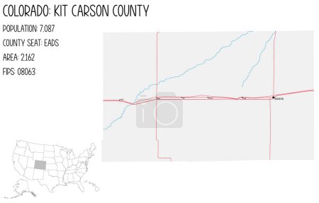 Illustration for Large and detailed map of Kit Carson County in Colorado, USA. - Royalty Free Image
