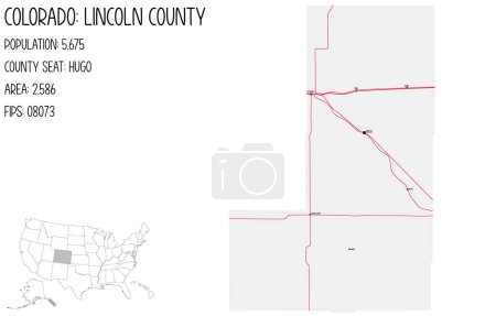 Illustration for Large and detailed map of Lincoln County in Colorado, USA. - Royalty Free Image