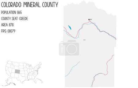 Illustration for Large and detailed map of Mineral County in Colorado, USA. - Royalty Free Image