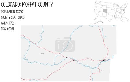 Illustration for Large and detailed map of Moffat County in Colorado, USA. - Royalty Free Image