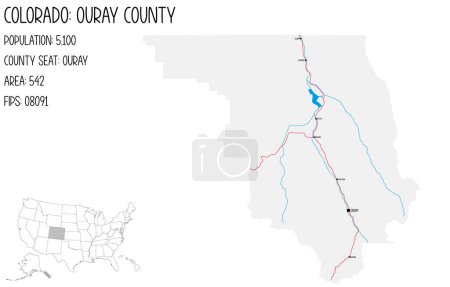 Grande carte détaillée de Ouray comté dans le Colorado, États-Unis d'Amérique
.