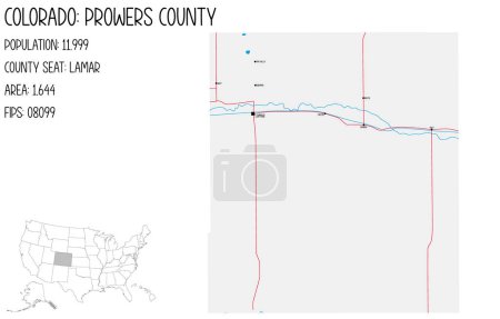 Téléchargez les illustrations : Grande carte détaillée de Prowers comté dans le Colorado, États-Unis d'Amérique
. - en licence libre de droit