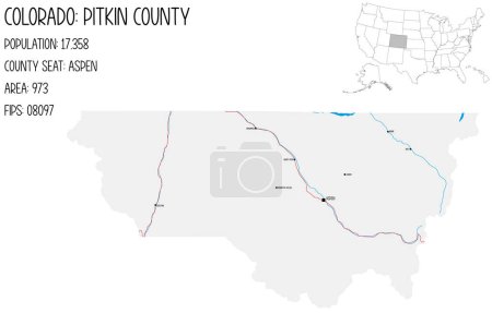 Téléchargez les illustrations : Grande carte détaillée de Pitkin comté dans le Colorado, États-Unis d'Amérique
. - en licence libre de droit