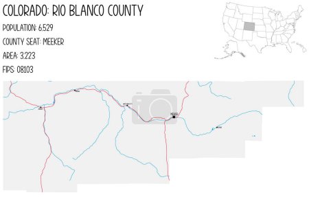 Illustration for Large and detailed map of Rio Blanco County in Colorado, USA. - Royalty Free Image