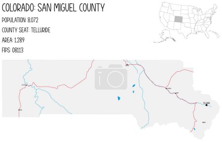 große und detaillierte karte von san miguel county in colorado, usa.