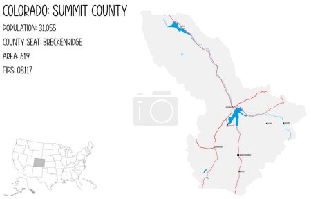 Large and detailed map of Summit County in Colorado, USA.