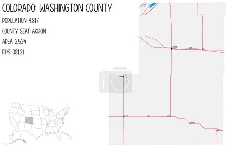 Large and detailed map of Washington County in Colorado, USA.