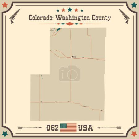 Large and accurate map of Washington County, Colorado, USA with vintage colors.