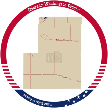 Map of Washington County in Colorado, USA arranged in a circle.