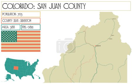 Große und detaillierte Karte von San Juan County in Colorado USA.
