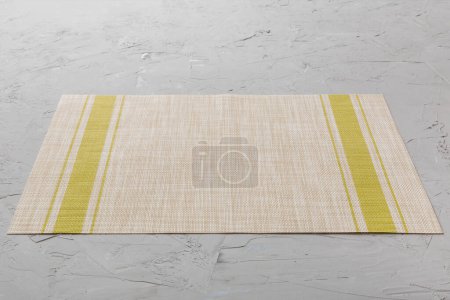 Photo for Perspective view of tablecloth for food on cement background. Empty space for your design. - Royalty Free Image