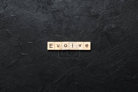 Foto de EVOLUCIÓN palabra escrita en bloque de madera. EVOLVE texto en la mesa de cemento para su diseño, concepto. - Imagen libre de derechos