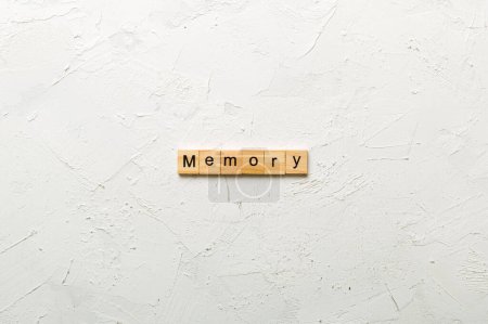 memory word written on wood block. memory text on table, concept.