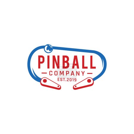 Logotipo del emblema de la insignia del vector retro de Pinball Vintage para la bandera, cartel, volante, Web site, medios sociales