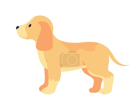 Illustration for Beagle puppy semi flat color vector character. Editable figure. Full sized animal on white. Domestic animal. Cute little dog simple cartoon style illustration for web graphic design and animation - Royalty Free Image