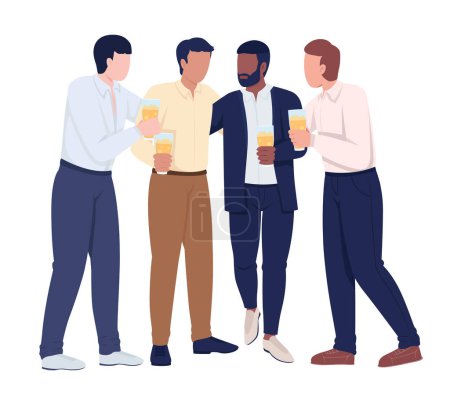 Illustration for Stag party with closest friends semi flat color vector characters. Editable figures. Full body people on white. Celebration simple cartoon style illustration for web graphic design and animation - Royalty Free Image