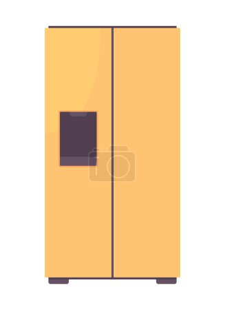 Illustration for Refrigerator semi flat color vector object. Editable element. Item on white. Kitchen equipment. Large household appliance simple cartoon style illustration for web graphic design and animation - Royalty Free Image