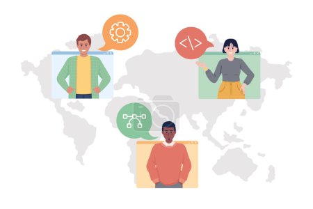 Illustration for Skilled international work group flat concept vector illustration. Overseas specialist. Editable 2D cartoon characters on white for web design. Creative idea for website, mobile, presentation - Royalty Free Image