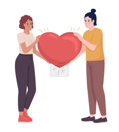 Supportive relationship semi flat color vector characters. Editable figures. Full body people on white. Loving couple simple cartoon style illustration for web graphic design and animation