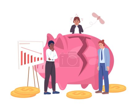 Illustration for Capital loss semi flat color vector characters. Editable figure. Full body people on white. Economic failure. Financial mistake simple cartoon style illustration for web graphic design and animation - Royalty Free Image