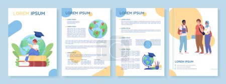 Illustration for International student flat vector brochure template. Foreign education booklet, leaflet printable flat color designs. Editable magazine page, reports kit with text space. Quicksand font used - Royalty Free Image