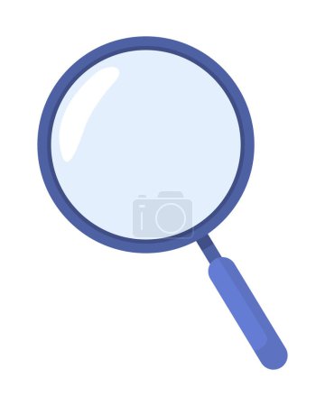 Illustration for Magnifying glass semi flat color vector element. Reading magnifier. Glass lens. Editable item. Full sized object on white. Simple cartoon style illustration for web graphic design and animation - Royalty Free Image