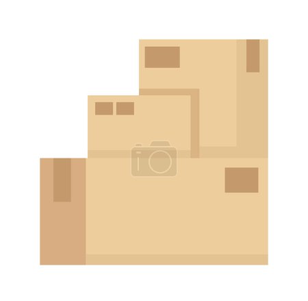Téléchargez les illustrations : Specialized moving boxes for clothes storage semi flat color vector objects. Editable items. Full sized elements on white. Simple cartoon style illustration for web graphic design and animation - en licence libre de droit
