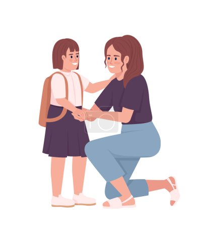 Téléchargez les illustrations : Mother motivating child to do well in school semi flat color vector characters. Editable figures. Full body people on white. Simple cartoon style illustration for web graphic design and animation - en licence libre de droit