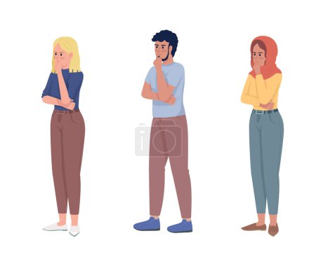 Illustration for Strategic thinkers semi flat color vector characters set. Editable figures. Full body people on white. Brainstorming simple cartoon style illustration pack for web graphic design and animation - Royalty Free Image
