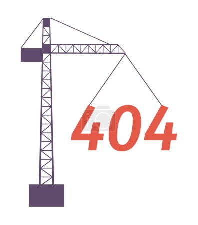 Ilustración de Torre grúa levantando 404 página no encontrada ilustración. En mantenimiento. Planta de construcción vector plano 2D concepto de dibujos animados en blanco. Mensaje flash de error editable para aplicación, UX web, diseño de interfaz de usuario - Imagen libre de derechos
