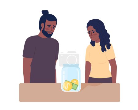 Couple facing financial struggles semi flat color vector characters. Editable figures. Half body people on white. Simple cartoon style spot illustration for web graphic design and animation