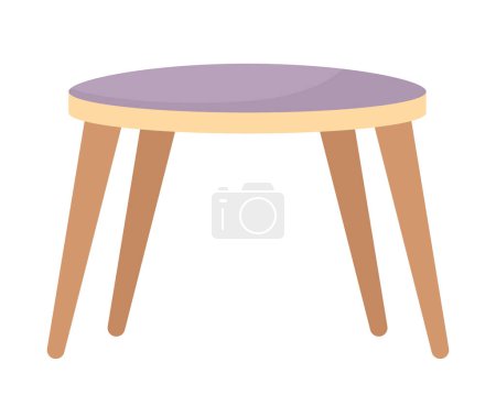 Illustration for Round wood coffee table semi flat color vector object. Contemporary living room furniture. Editable icon. Full sized item on white. Simple cartoon spot illustration for web graphic design, animation - Royalty Free Image