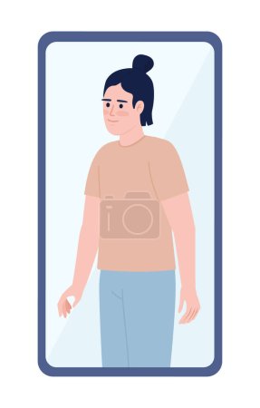 Ilustración de En línea citas perfil de hombre joven elegante concepto plano vector punto ilustración. Personaje de dibujos animados 2D editables en blanco para el diseño web. Idea creativa de pantalla de teléfono inteligente para sitio web, móvil, revista - Imagen libre de derechos
