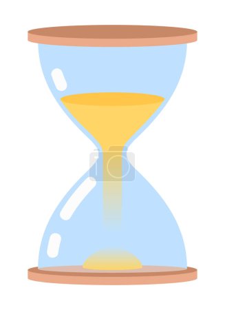 Illustration for Hourglass with falling sand semi flat color vector object. Editable element. Glass clock. Full sized icon on white. Simple cartoon style spot illustration for web graphic design and animation - Royalty Free Image