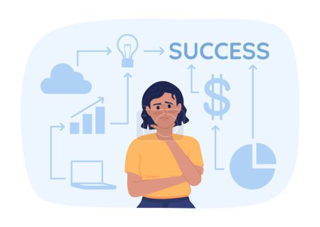 Illustration for Writing successful business plan flat concept vector spot illustration. Editable 2D cartoon character on white for web design. Building startup structure creative idea for website, mobile, magazine - Royalty Free Image